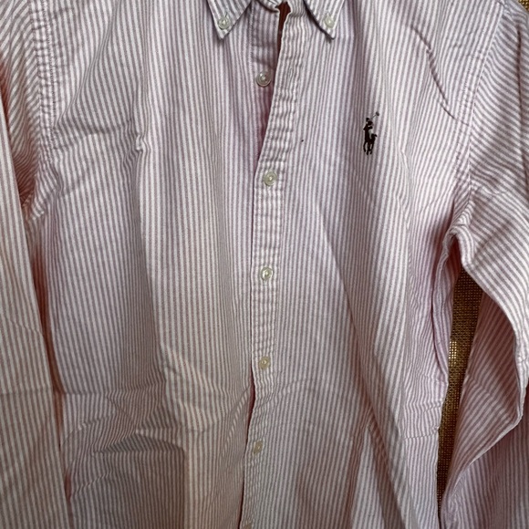 Ralph Lauren Sport Button Down:  Slim Fit Pink Striped Size 8 - Picture 8 of 12